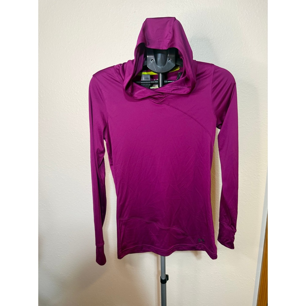 Under Armour HeatGear Catalyst Hoodie Magenta Medium Fitted Running Top Womens